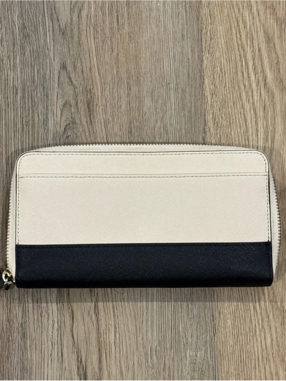 kate spade Cream and Black Zip-Around Wristlet Wallet